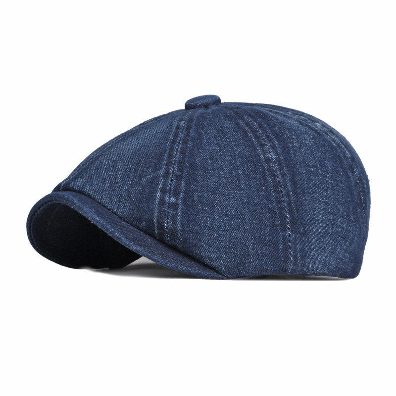 New Washed Denim Octagonal Hat For Women