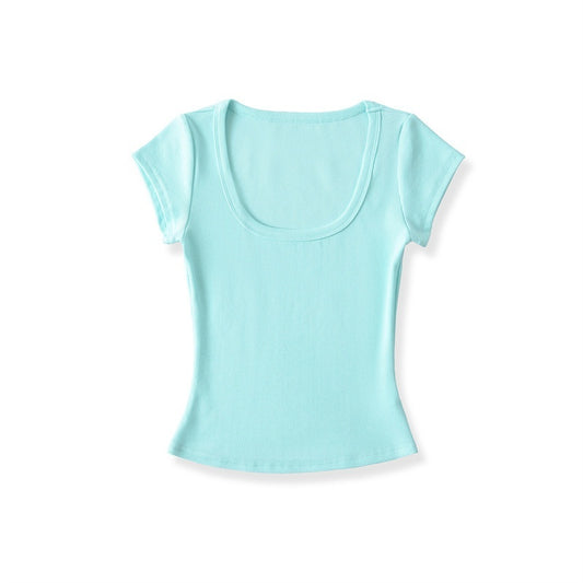 U-neck Short Sleeve Shoulder T