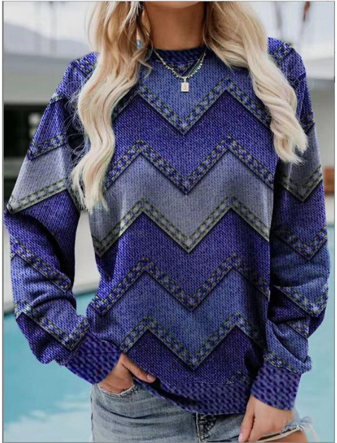 Retro Street Afslappet Rundhalset Langærmet Sweater