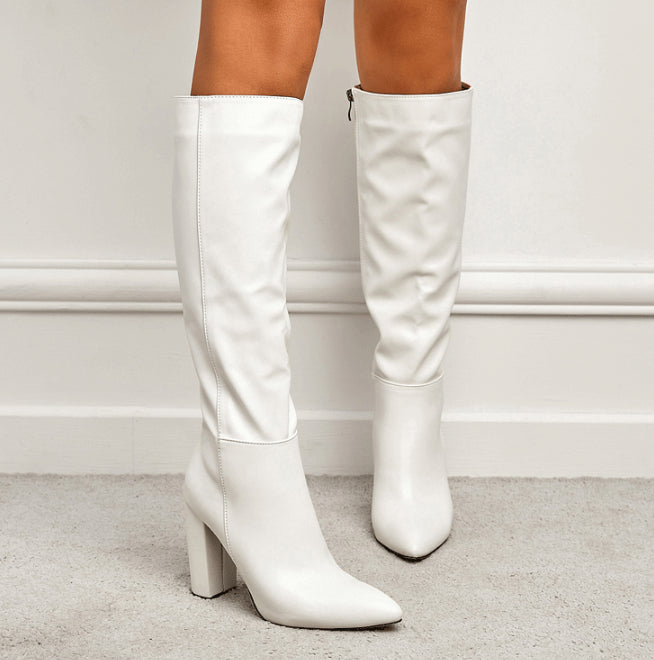 Fashionable Women's Boots With Side Zipper And Pointed Toe