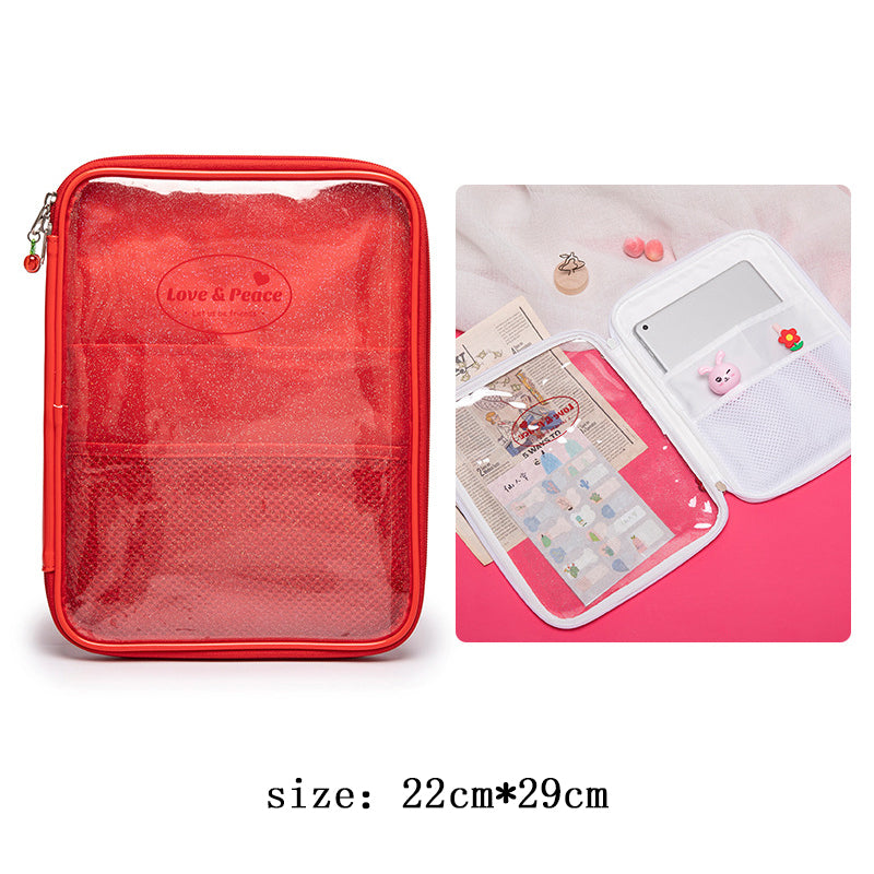 Japanese And Korean Style Shiny Sweet Transparent Zipper Pencil Case