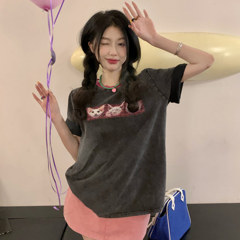 American Retro Hong Kong Chic Loose Top Ins