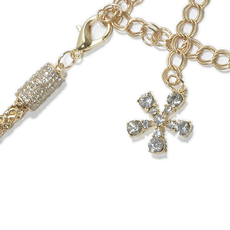 Ladies Metal Rhinestone Inlaid Thin Waist Chain