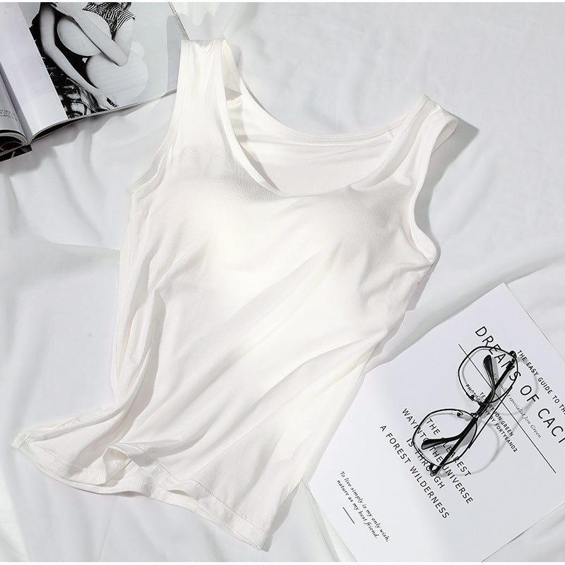 Camisole With Chest Pads Outerwear Base Layer Spaghetti Strap Top