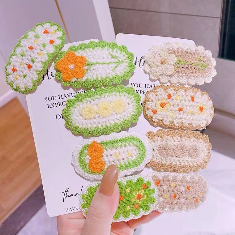 Versatile Knitted Yarn Sweet Flower Hair Clip