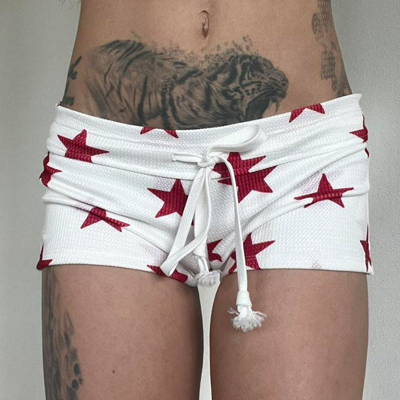 Summer Star Print Contrasting Color Sexy Casual Shorts