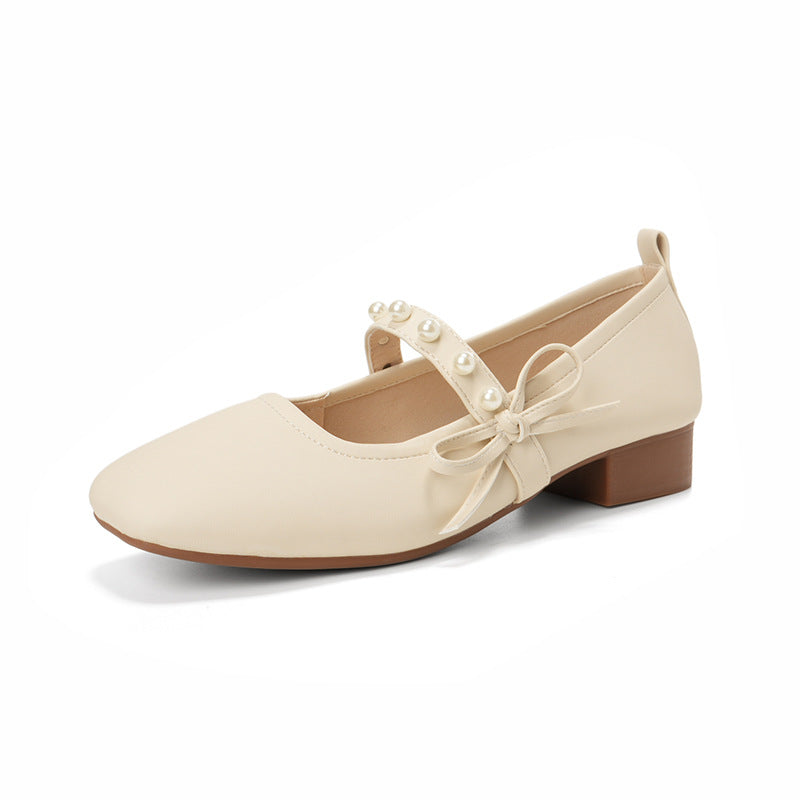 Multicolor Comfortable Low Heel Retro Easy Matching Soft Bottom Flats Autumn Chunky Heel
