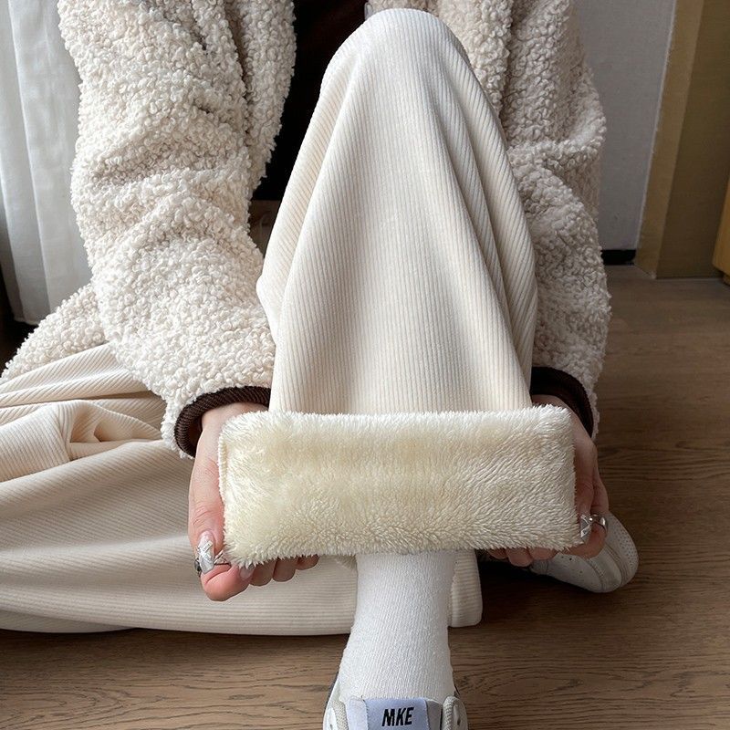 Maternity Pants Vintertøj Lige Smalle Cashmere Brede Ben Bukser Høj Talje Fløjlsfortykkende Varme Fløjlsbukser