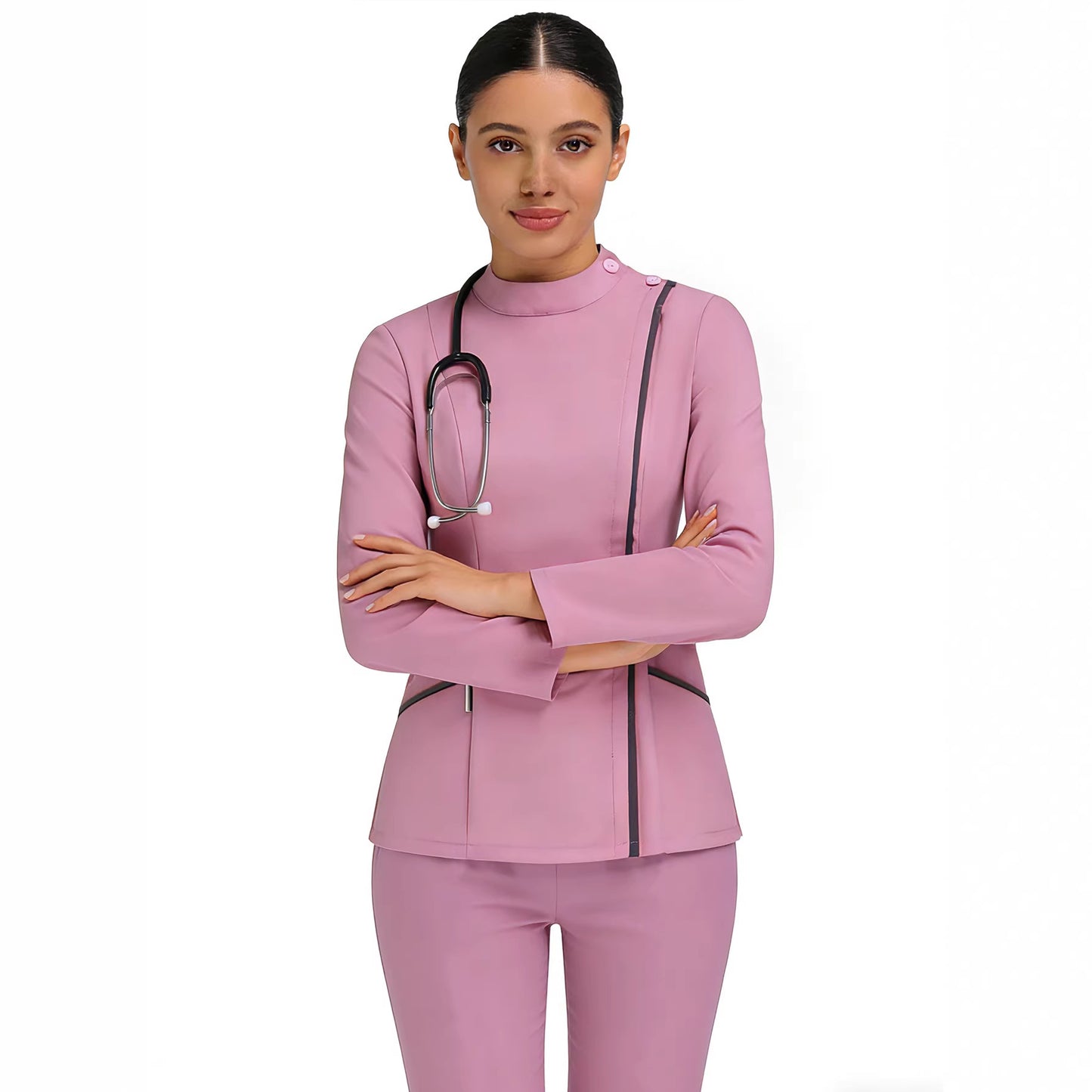 Black Small Stand-up Collar Long-sleeve Suit