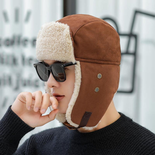 Mens Thickened Cotton Cold Protective Ear Protection Hat