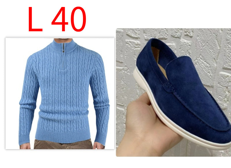 Men's Zipper High Collar Pullover Sweater