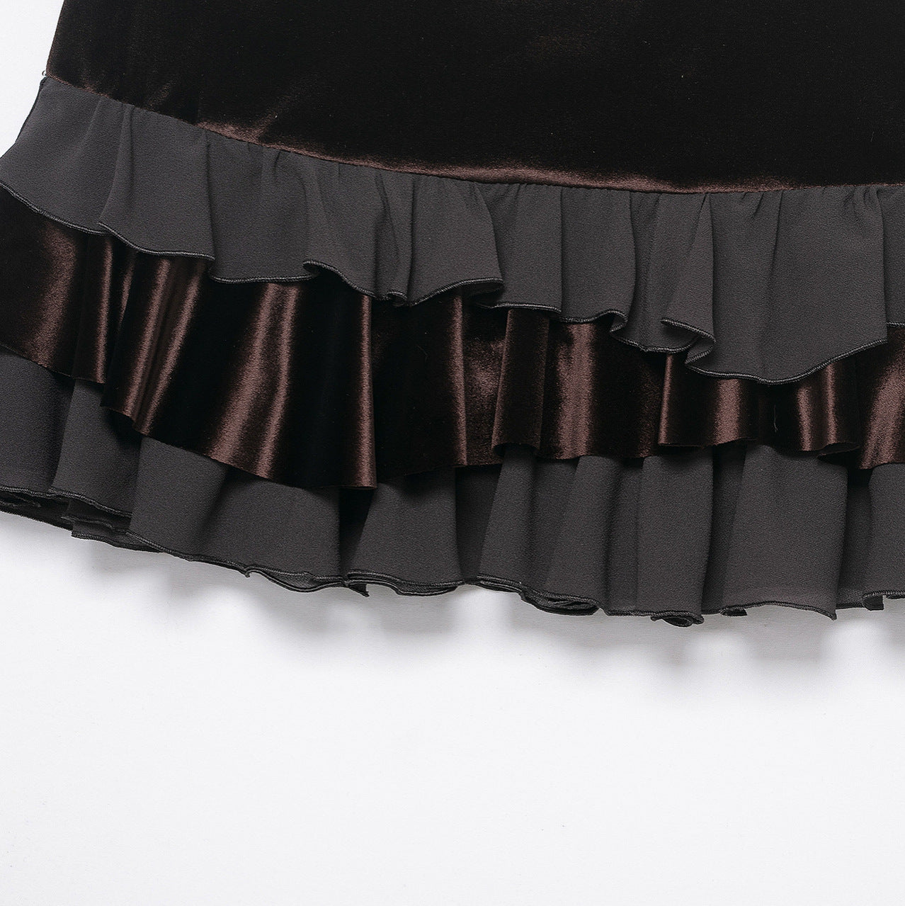 New Autumn Womens Velvet Patchwork Layered-Design Mini Skirt