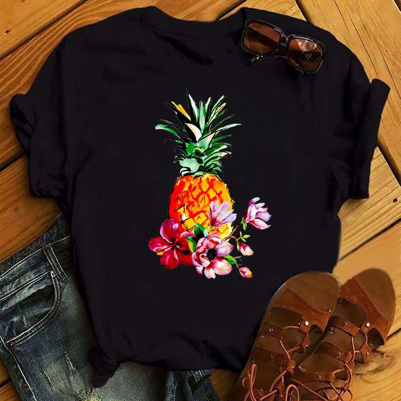 Dame T-shirt Mode Ananas Print Top