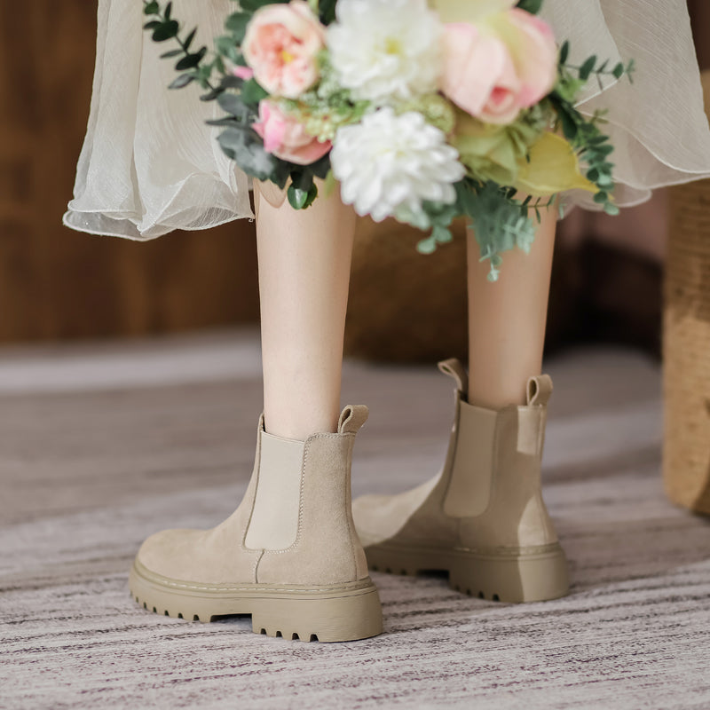 Women's British Style Leather Platform Martin Boots