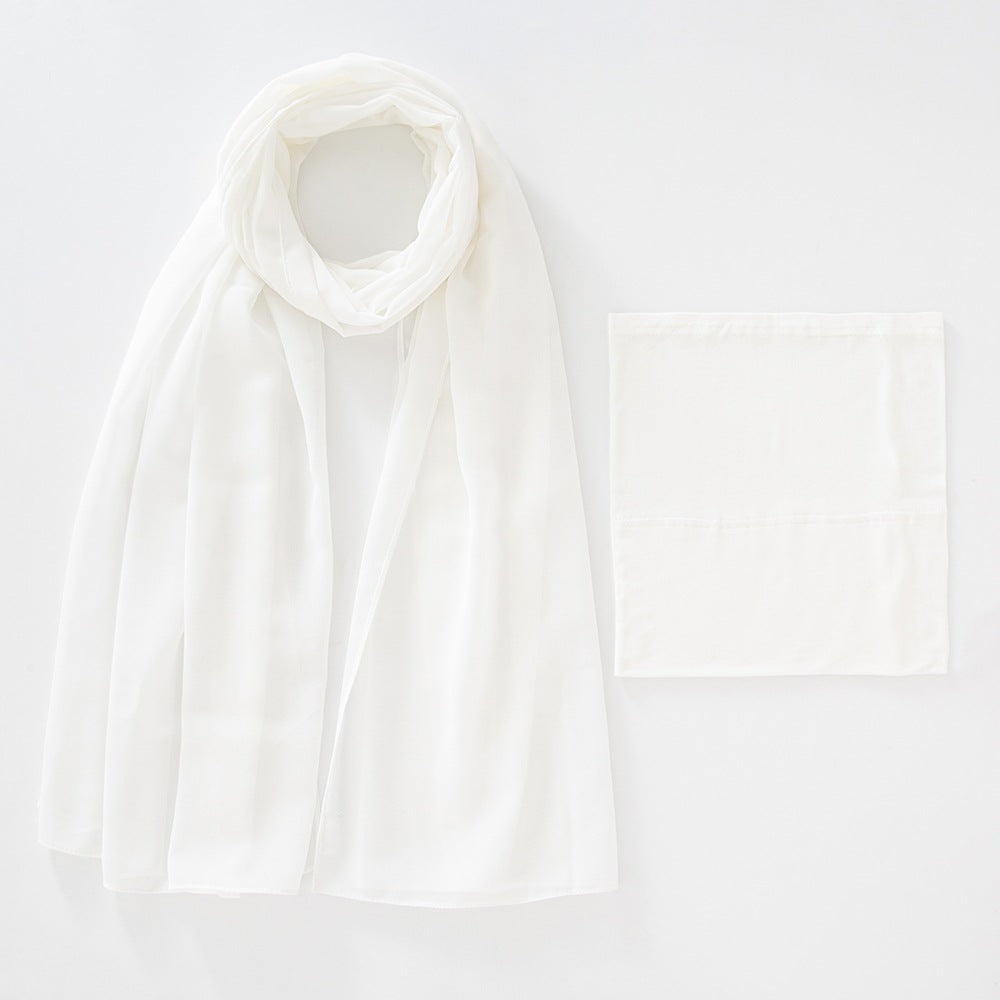 Modal Breathable Elastic Bucket Hat With Pearl Chiffon Scarf Headcloth