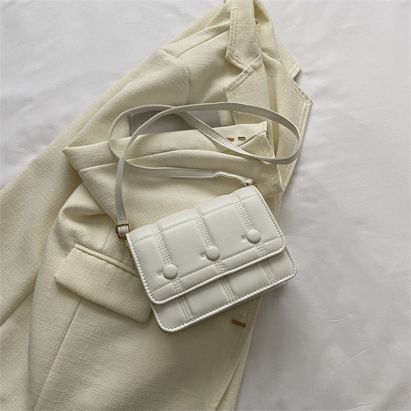 Simple Shoulder Crossbody Solid Color Casual Line Pressing Small Square Bag