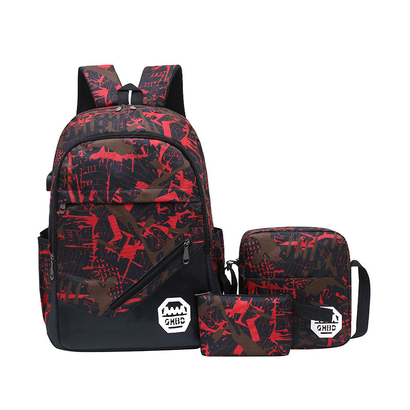 Backpack Flower Material Trendy Three-in-one Schoolbag