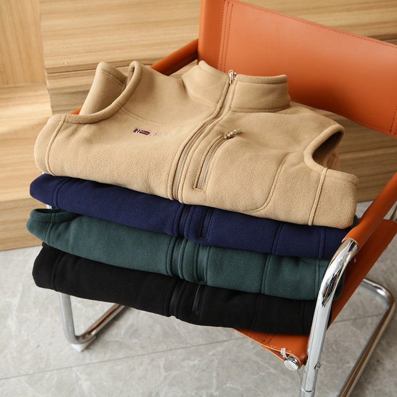 Thick Warm Men's Vest Stand Collar Polar Fleece Waistcoat