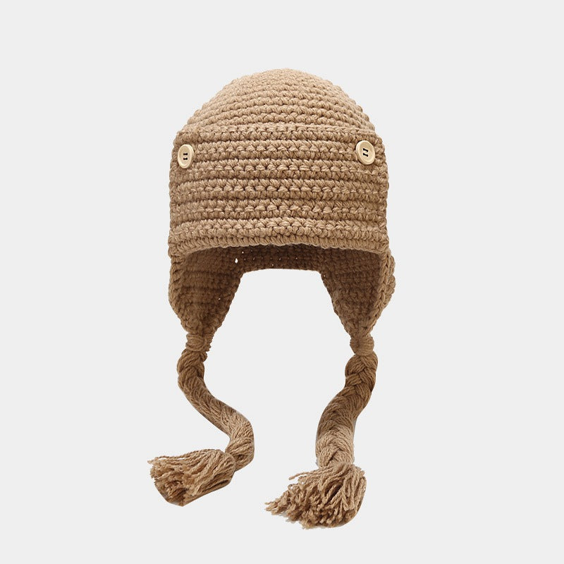 Versatile Fashion Braided Baotou Wool Warm Hat Children