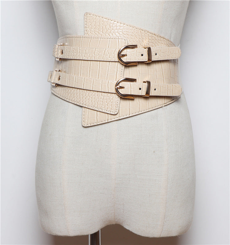 Fashion All-match Super Wide Waist Female Decorative Shirt Dress Jacket Double Pin Buckle Wide Waist