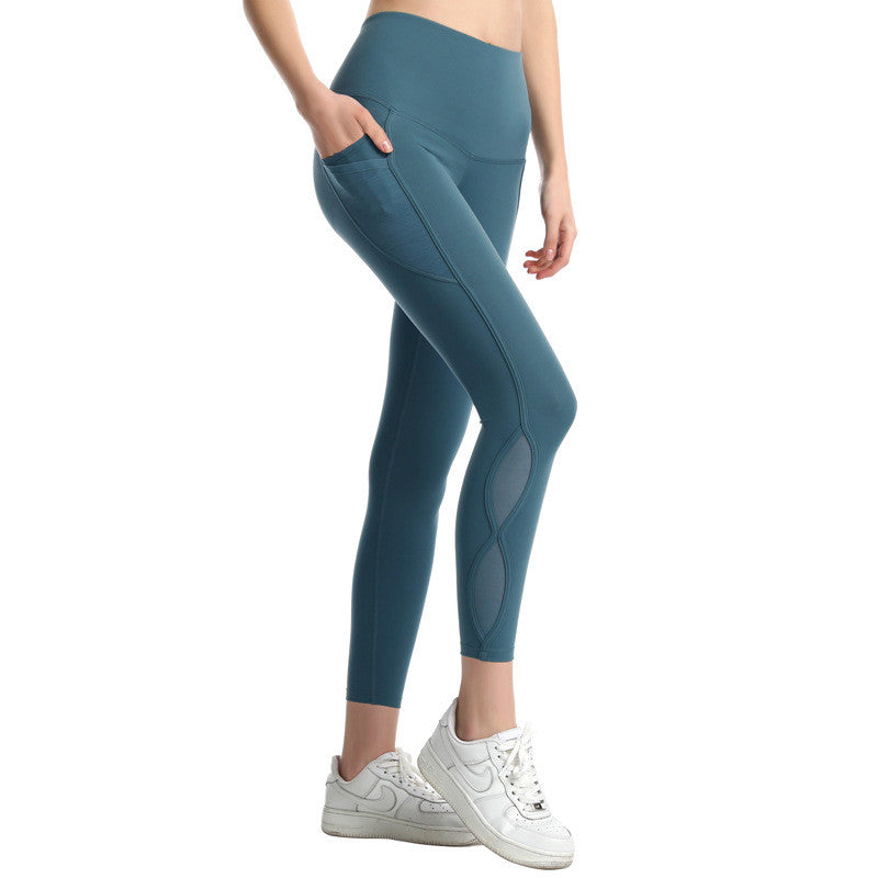 New High Waist Breathable Mesh Hollow Yoga Pants
