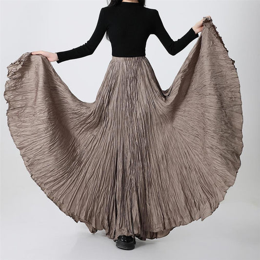 Irregular Ultra-long Mop Umbrella Skirt Slimming Pleated Half-length