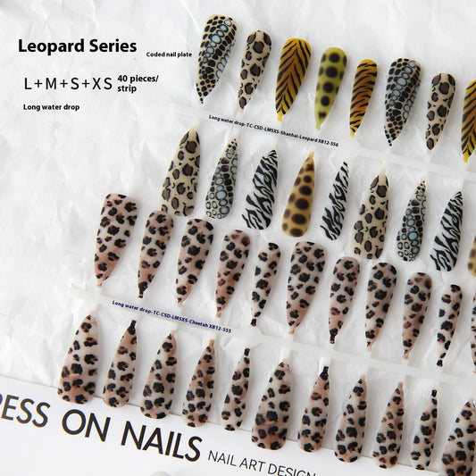 Background Semi-finished Products Prefabricated Nail Tip European And American Wave Mark French Leopard Print