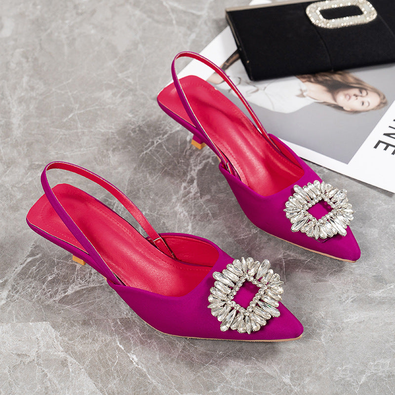 Pointed Stiletto Mid-heel Shoes Back Empty Toe Sandals