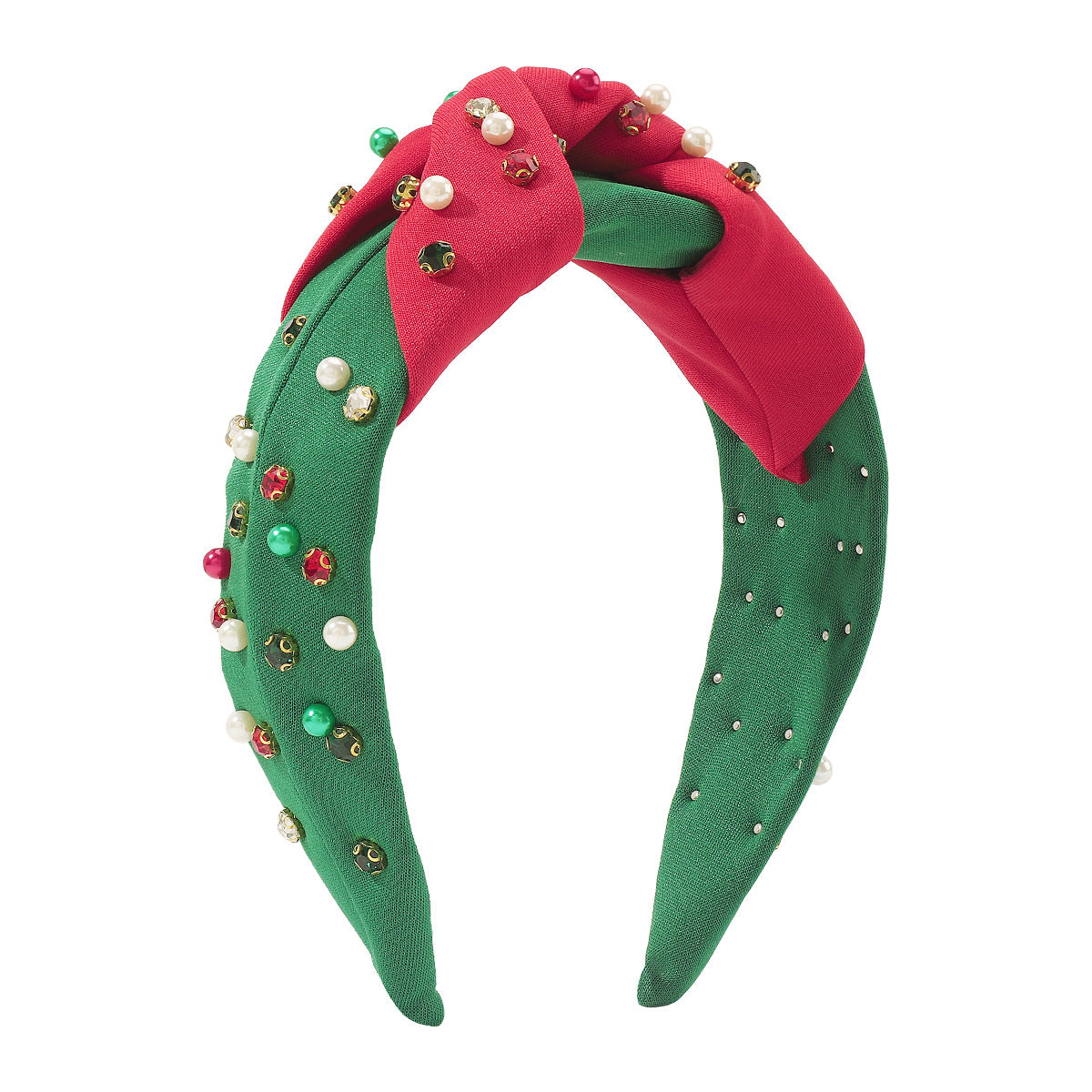 Christmas Wide-brimmed Diamond Beaded Contrast Color Knotted Light Luxury Festival Headband