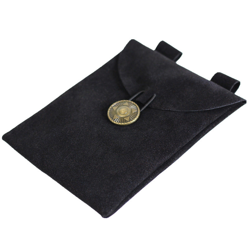 Medieval Renaissance Leather Black Suede Bag