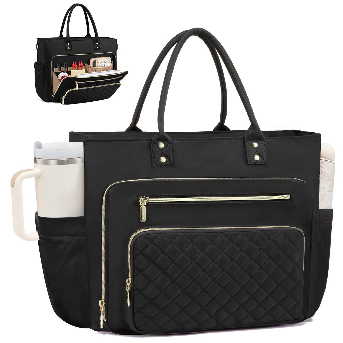 Womens Travel Work Bag With A Large Cup Holder