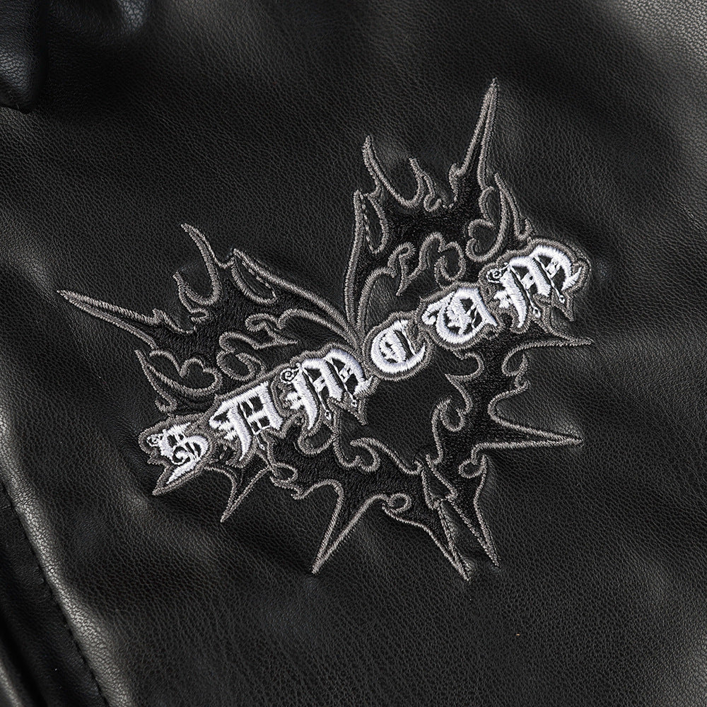 Men's High Street Fashion Design Sense Niche Punk Motorcycle Color Matching PU Leather Jacket