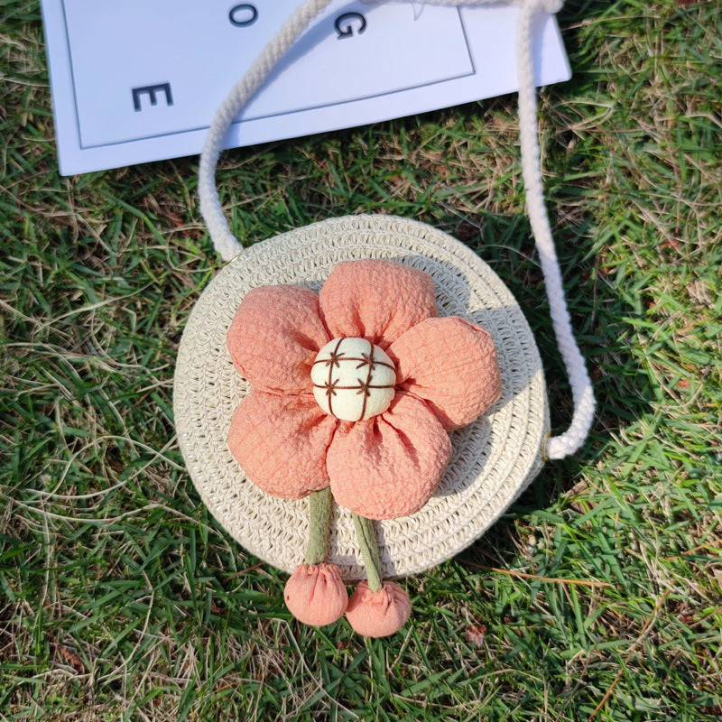Grass Woven Bag For Children's Cute Crossbody