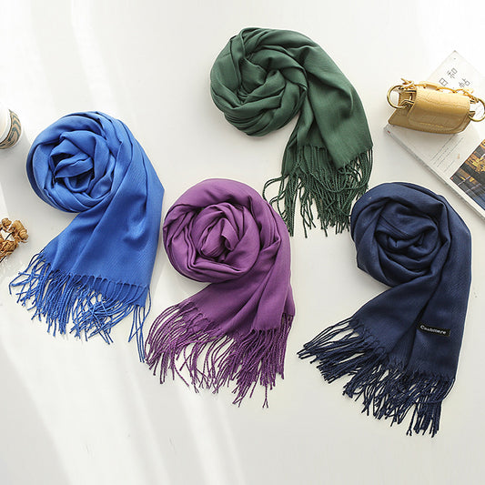 Solid Color Artificial Cashmere Scarf Female 220g Warm Shawl