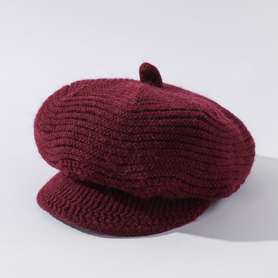 Middle-aged And Elderly Women's Velvet Solid Color Knitted Rabbit Fur Hat