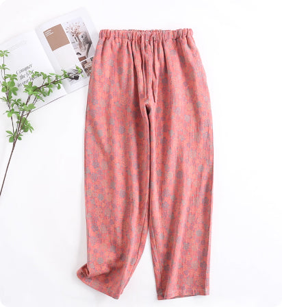 Spring And Autumn Purified Cotton Pajama Pants Large Size Home Thin Printing