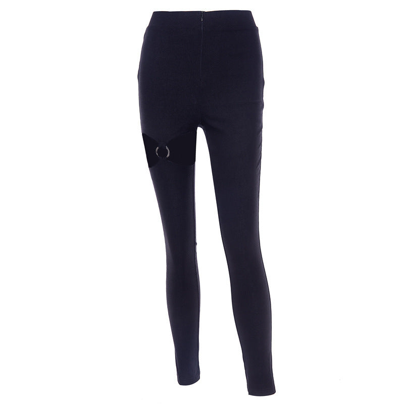 Women's Fashion Solid Color Slim Pencil Sexy Hollow Pants