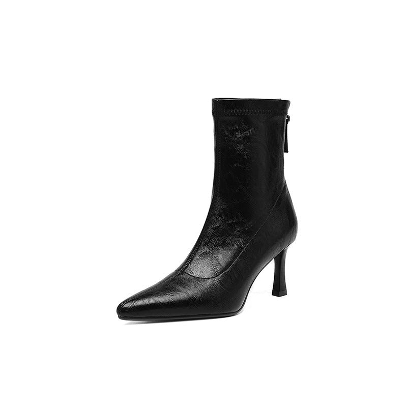 Womens Stylish Chic Ankle Boots With Zippers