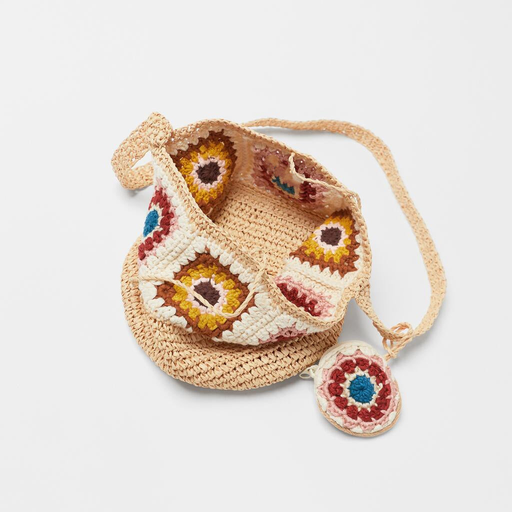 Crochet Straw Bag One Shoulder Crossbody