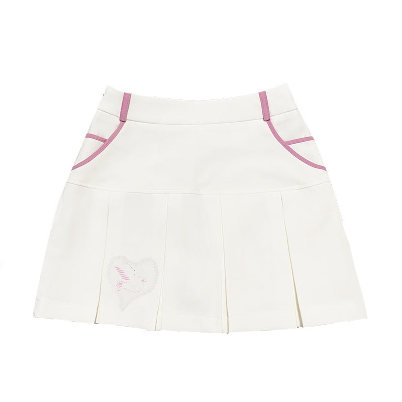 Love Color Blocked Pigeon Pleated Half Skirt