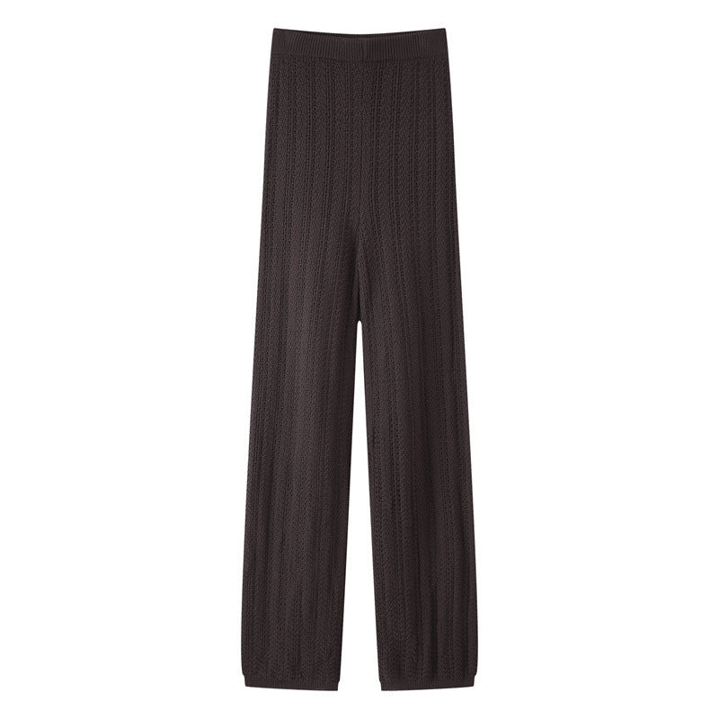 Fashion Texture Knitted Slim Straight Lapel Short Sleeve Trousers