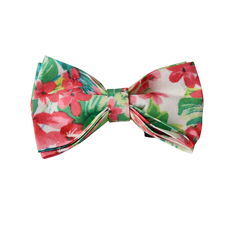 Red Floral Print Dog Leash Collar