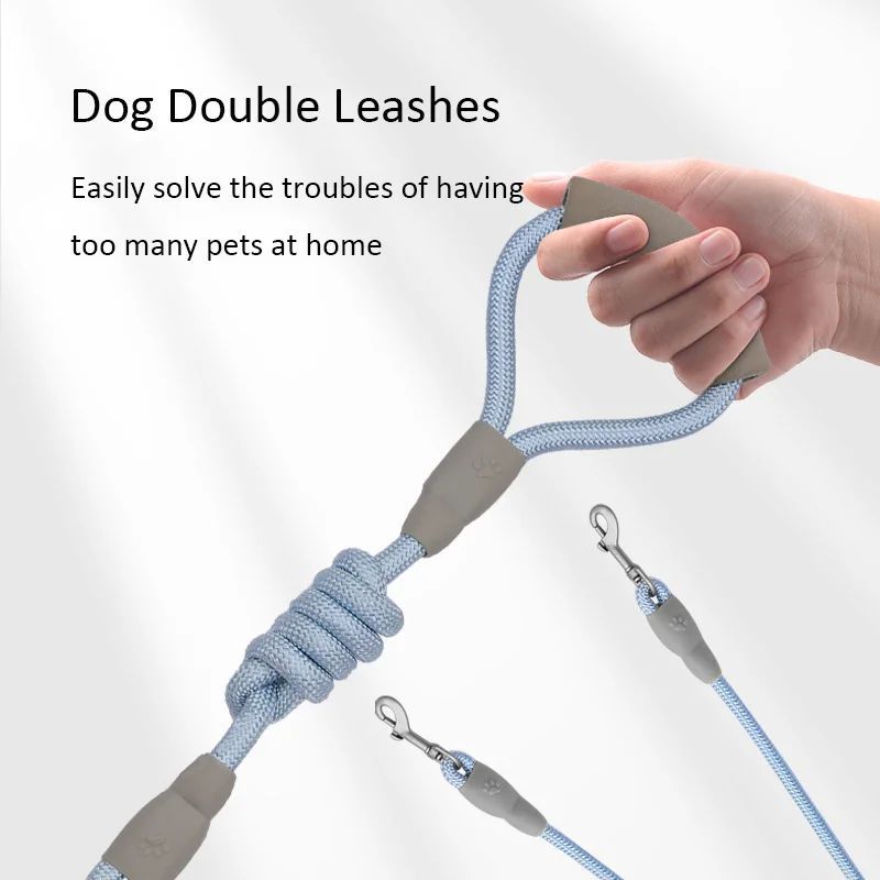 Dobbelt hundesnor til 2 hunde Nylonreb dobbelt snor til små mellemstore hunde med blødt skumhåndtag Kæledyrssnor Dobbelt Gratis
