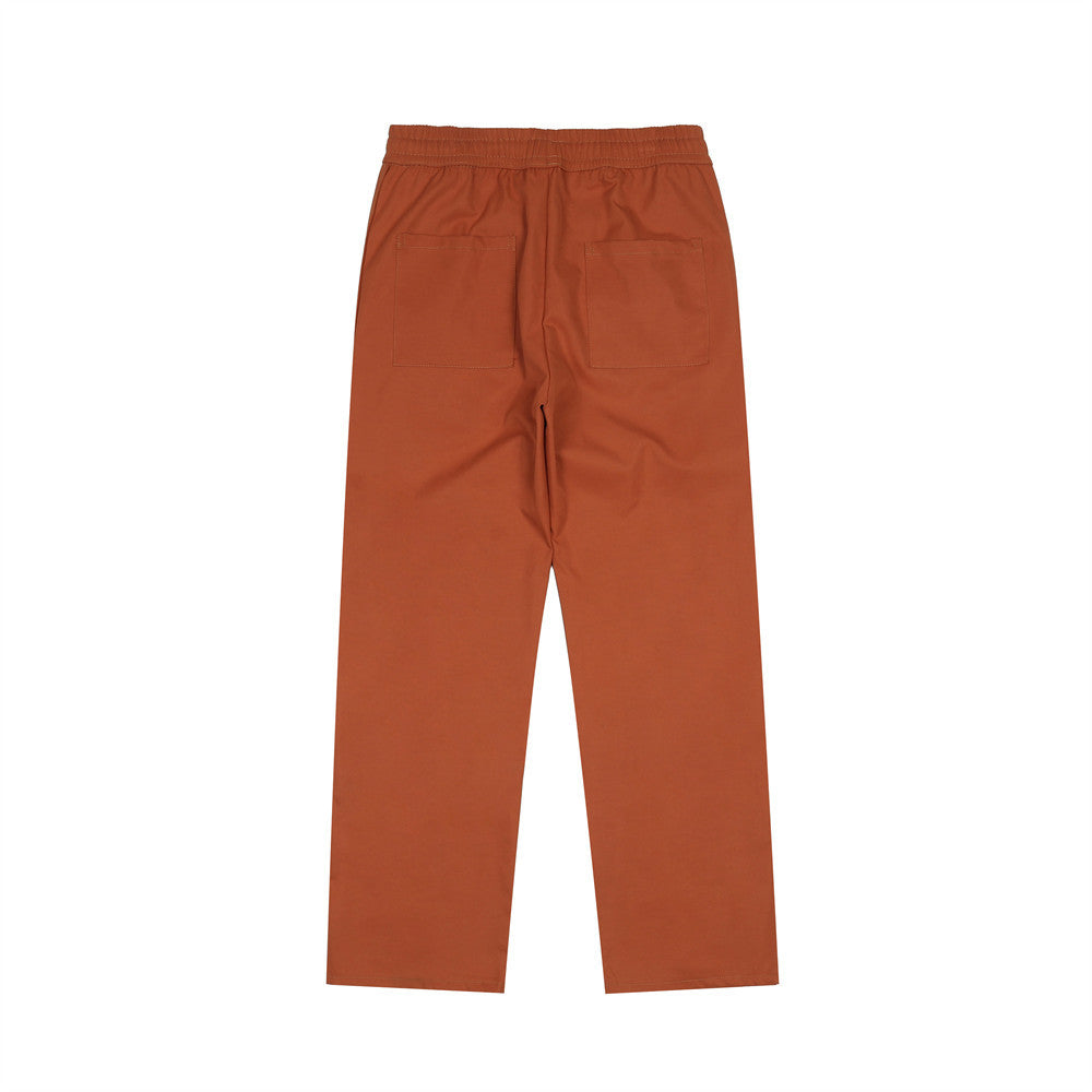 Elastic Waist Loose Straight Pants Street Trend Patchwork