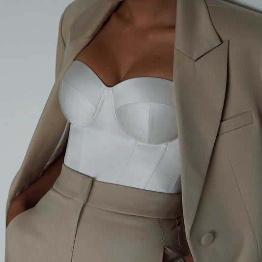 Tube Top Fishbone Chest Cup Waist Sexy Vest All-match Top