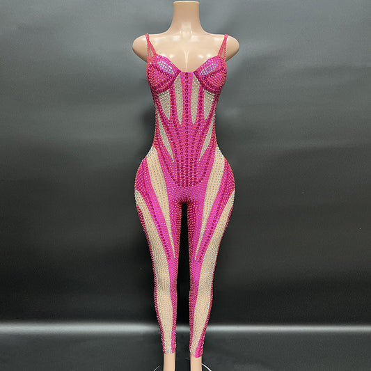 Black And White Party Long Tight Jumpsuit