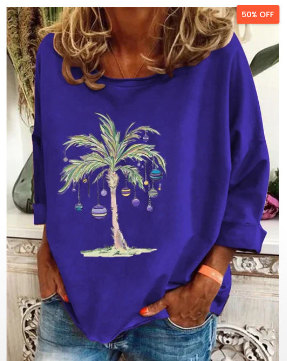 Dame tynd langærmet T-shirt med løs pasform