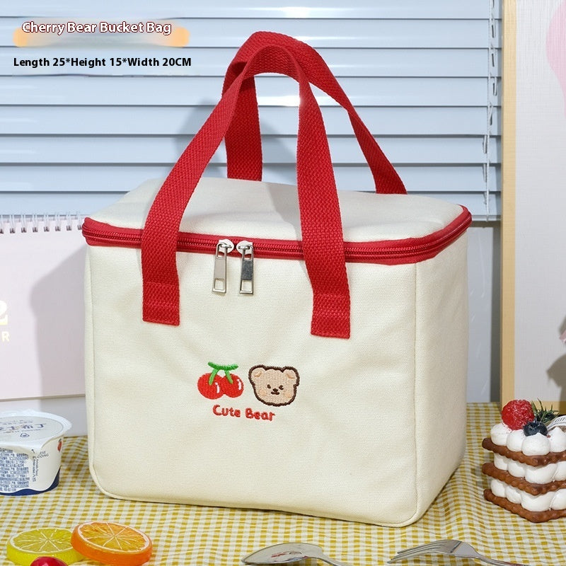 Cherry Bear Good-looking Lunch Box Bag Portable Office Worker Large Capacity Storage Bag
