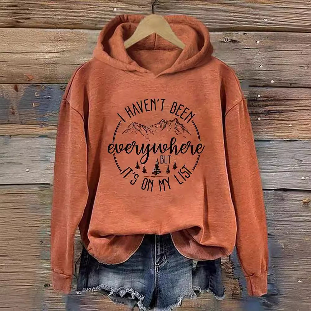 Hooded Coat Sweatshirt Printed Casual All-matching Women's Wear Top