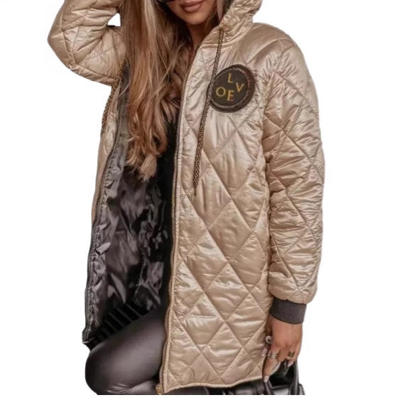 Loose-fitting Long-sleeve Zip-up Cotton Jacket